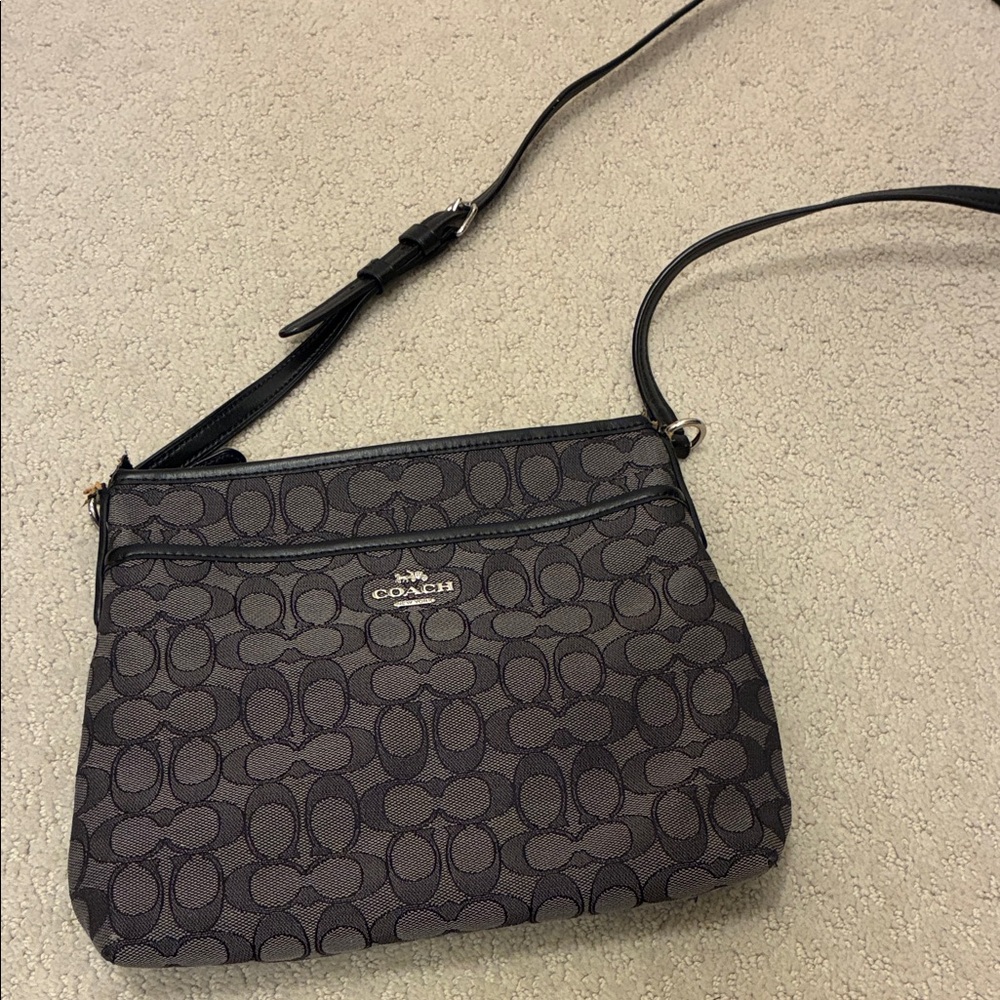 Coach Crossbody Bag in Black and Gray Signature Canvas